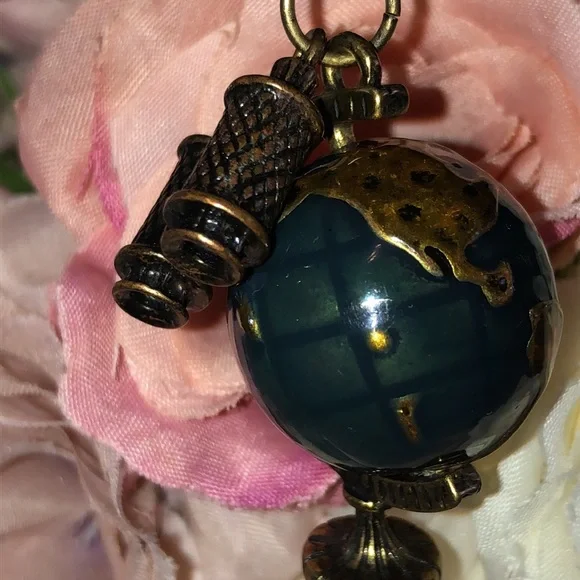 Globe Necklace World Globe and Binoculars Necklace Globe Graduation Gift - Picture 16 of 16